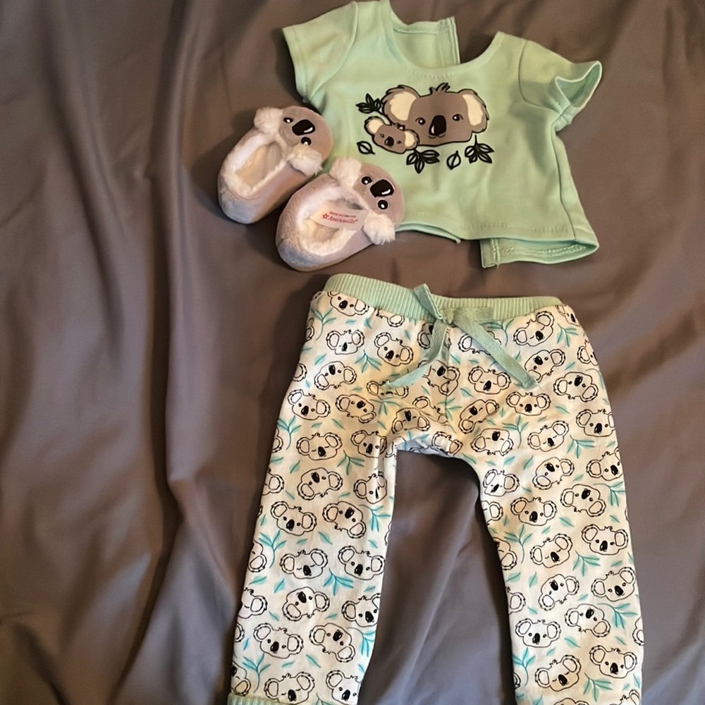American girl doll koala pajama set